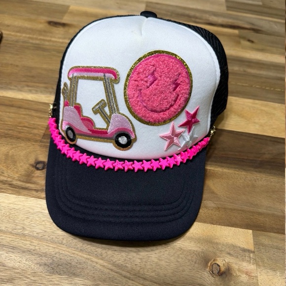 Other - Kids Pink and Black Golf Cart Cap